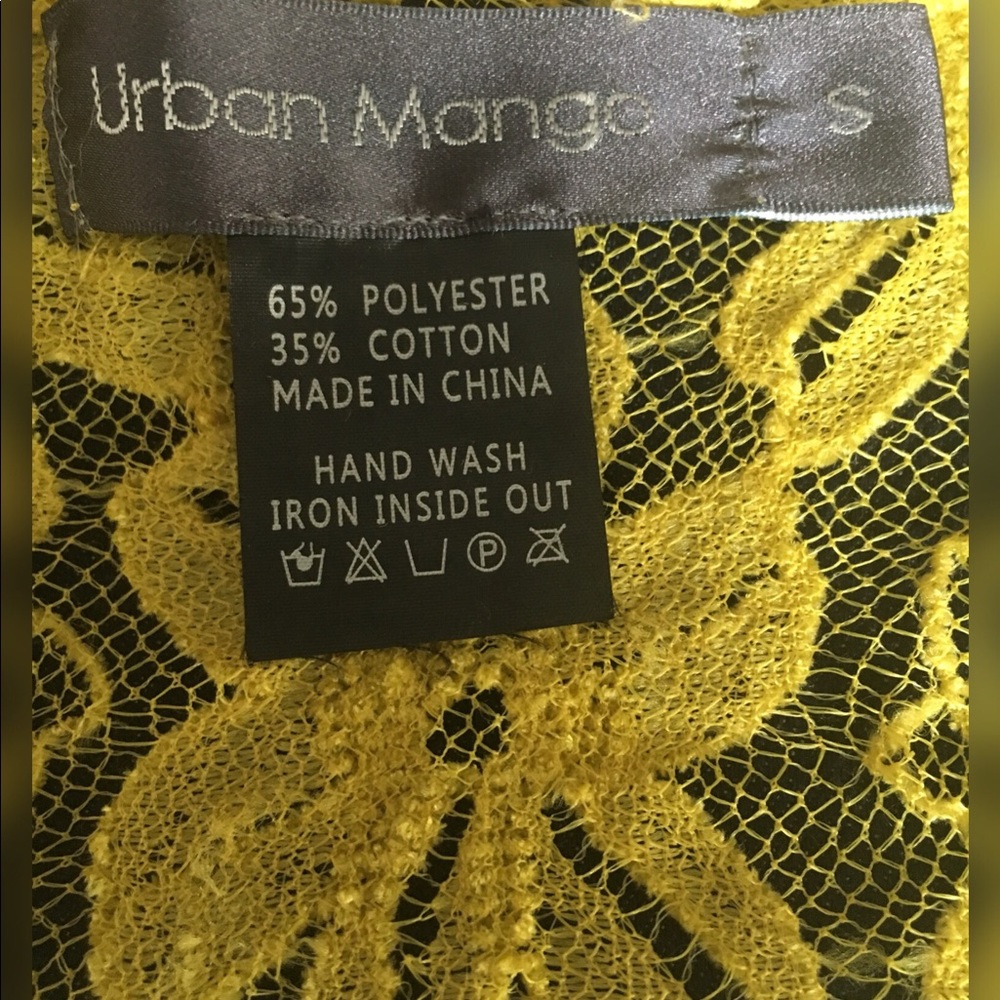 SMALL Urban Mango Mustard Yellow Lace Top w Tank - Picture 6 of 7